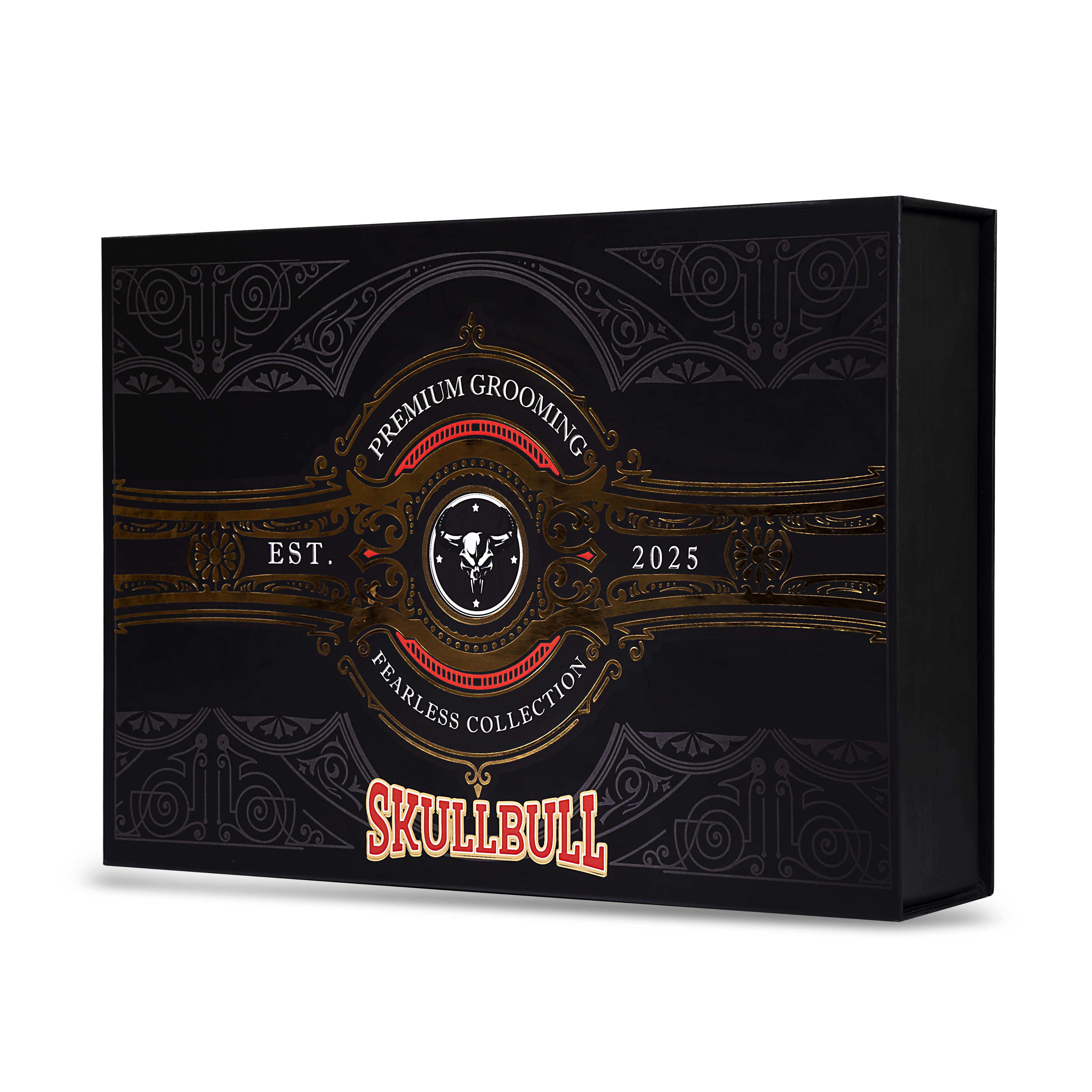 Skullbull Premium Grooming Gift Set – Beard Shampoo, Beard Oil & Hair Serum | Fearless Collection