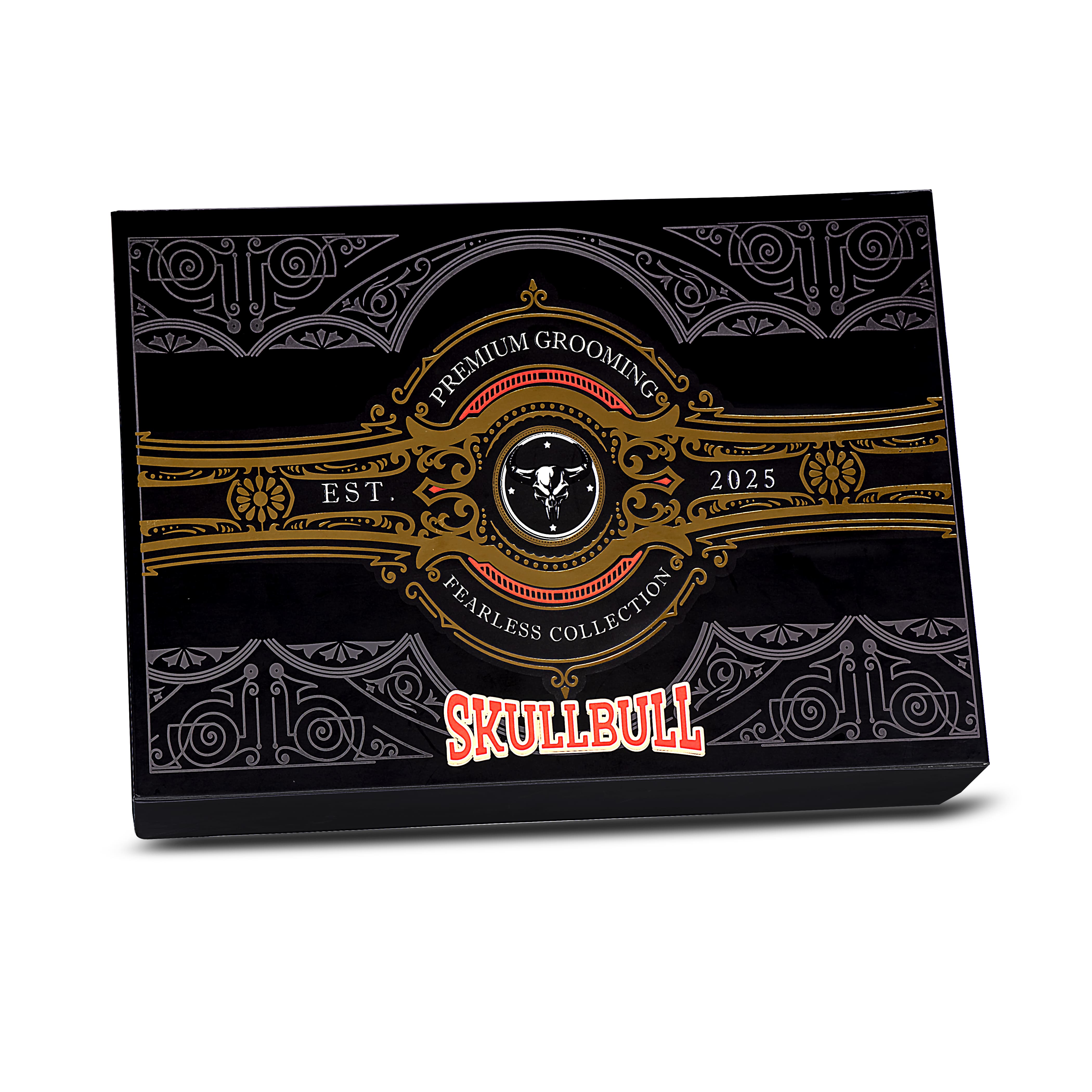 Skullbull Premium Grooming Gift Set – Beard Shampoo, Beard Oil & Hair Serum | Fearless Collection