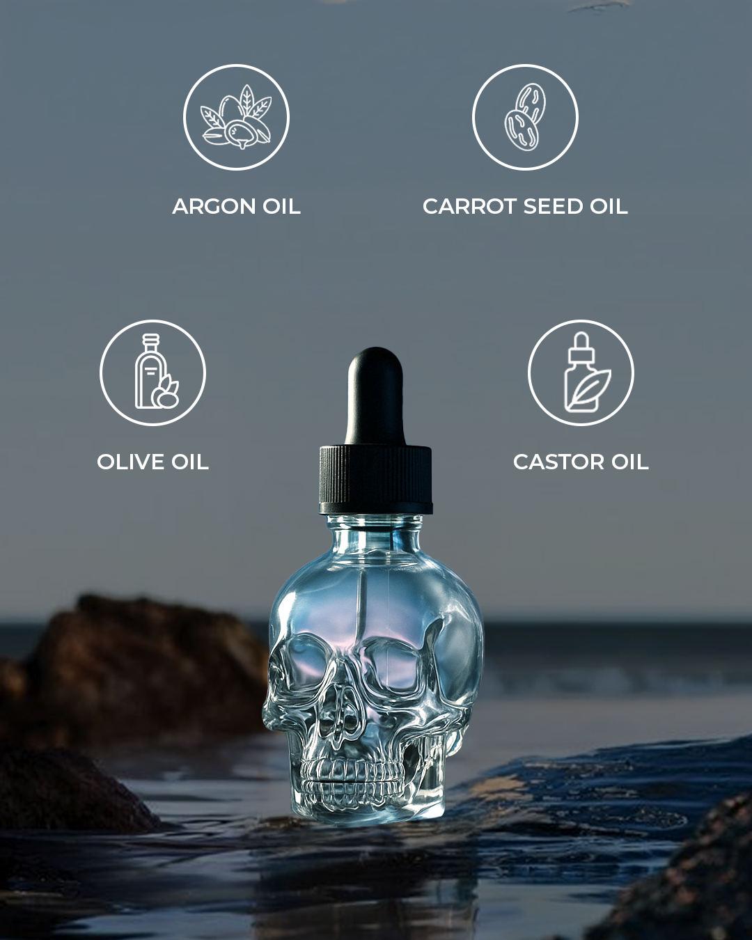 Skullbull Anti-Frizz Hair Serum – Argan, Olive & Carrot Seed Oils for Smooth, Shiny Hair