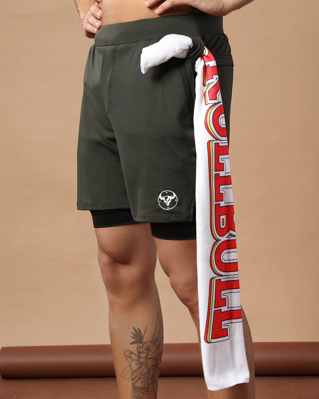 Skullbull Dualforce Terrain Shorts – Men’s Fast-Dry Gym & Outdoor Activewear Shorts (Dark Olive)