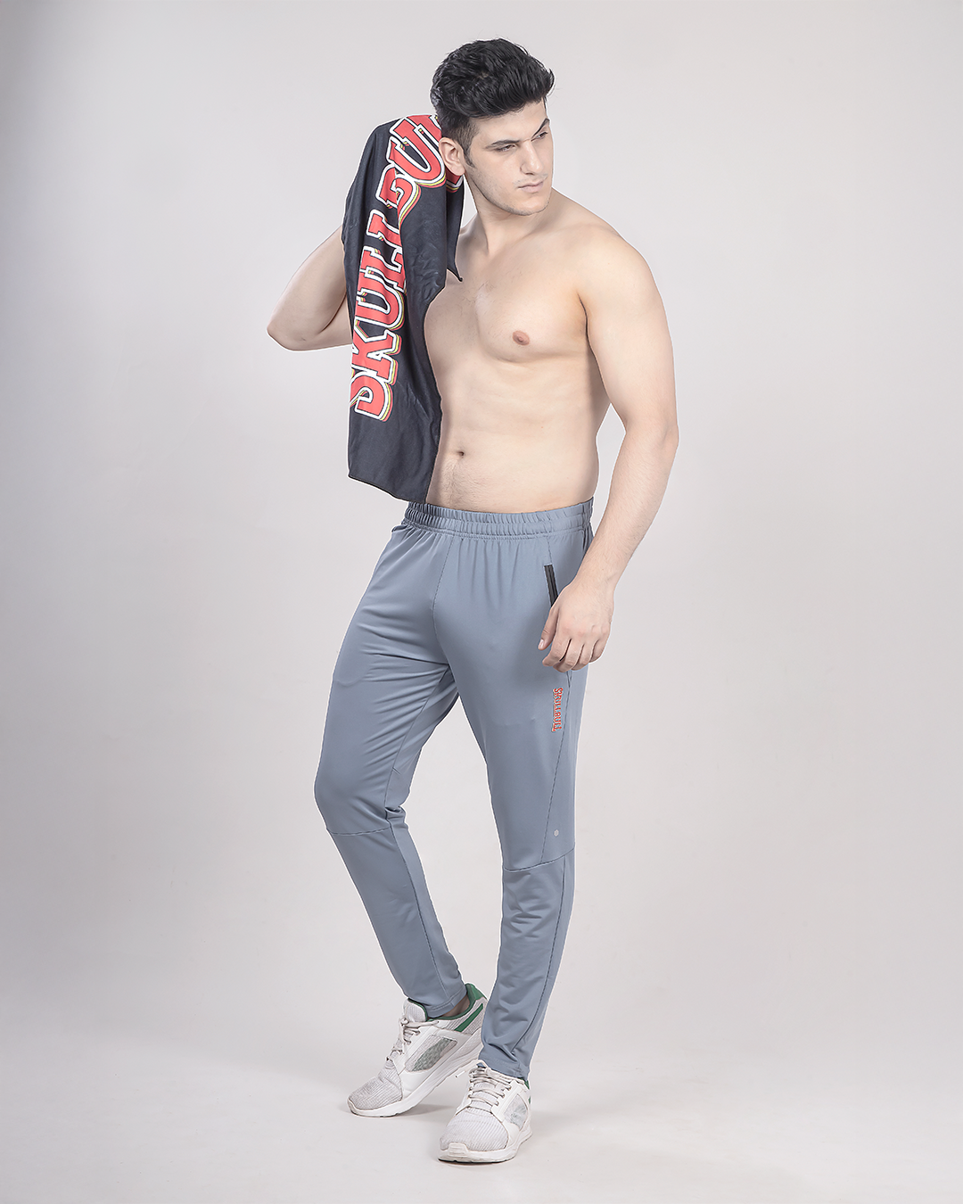 Skullbull SwiftDry Tracks | Anti-Odor, Quick-Dry Gym Pants Men (White/Blue)