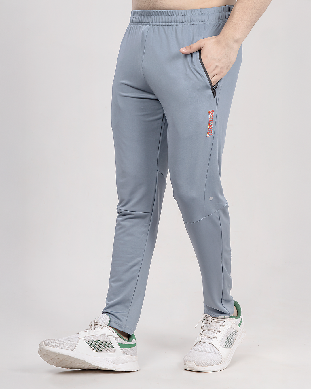 Skullbull SwiftDry Tracks | Anti-Odor, Quick-Dry Gym Pants Men (White/Blue)