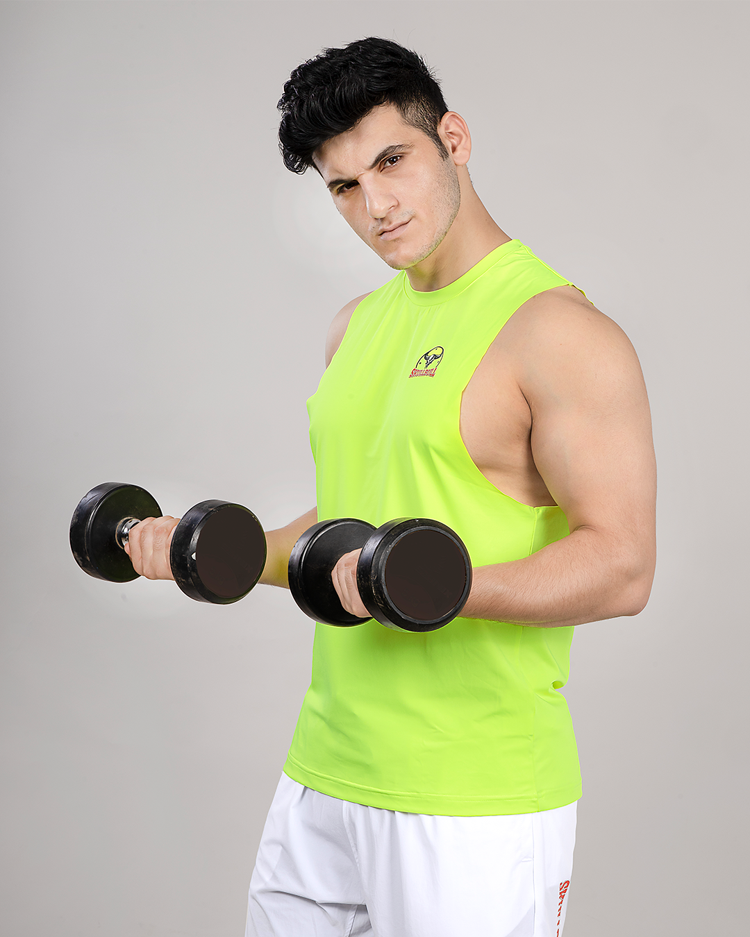 Skullbull FlexCut Tank –  Cotton Men’s Vest for Gym, Layering & Casual Wear (Neon)